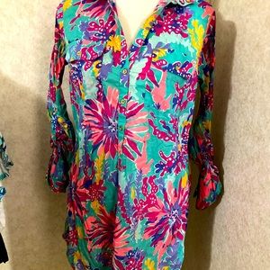 Lilly Pulitzer Captiva Tunic Dress Cover Up Top Trippin and Sippin sz medium